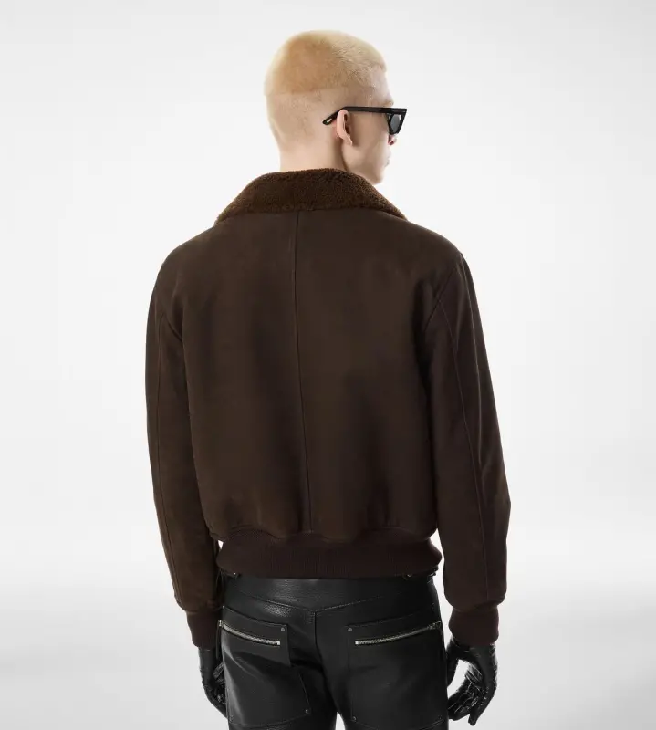 NUBUCK SHEARLING FLIGHT BOMBER COMBO BROWN online